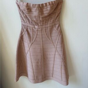 Herve Leger Strapless Blush Dress